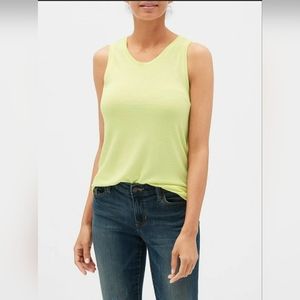 GAP womens Twist-back Tank Top *tank straps, rib knit trim. Citron‎ Green Size L